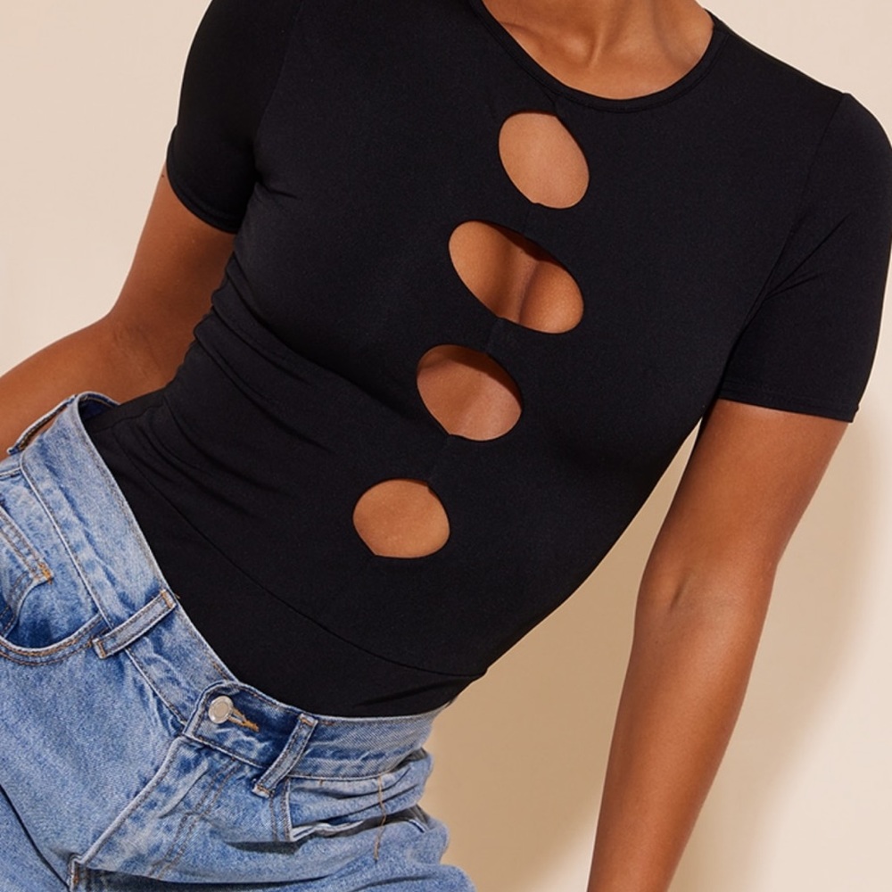 PLT Black Cut out Bodysuit